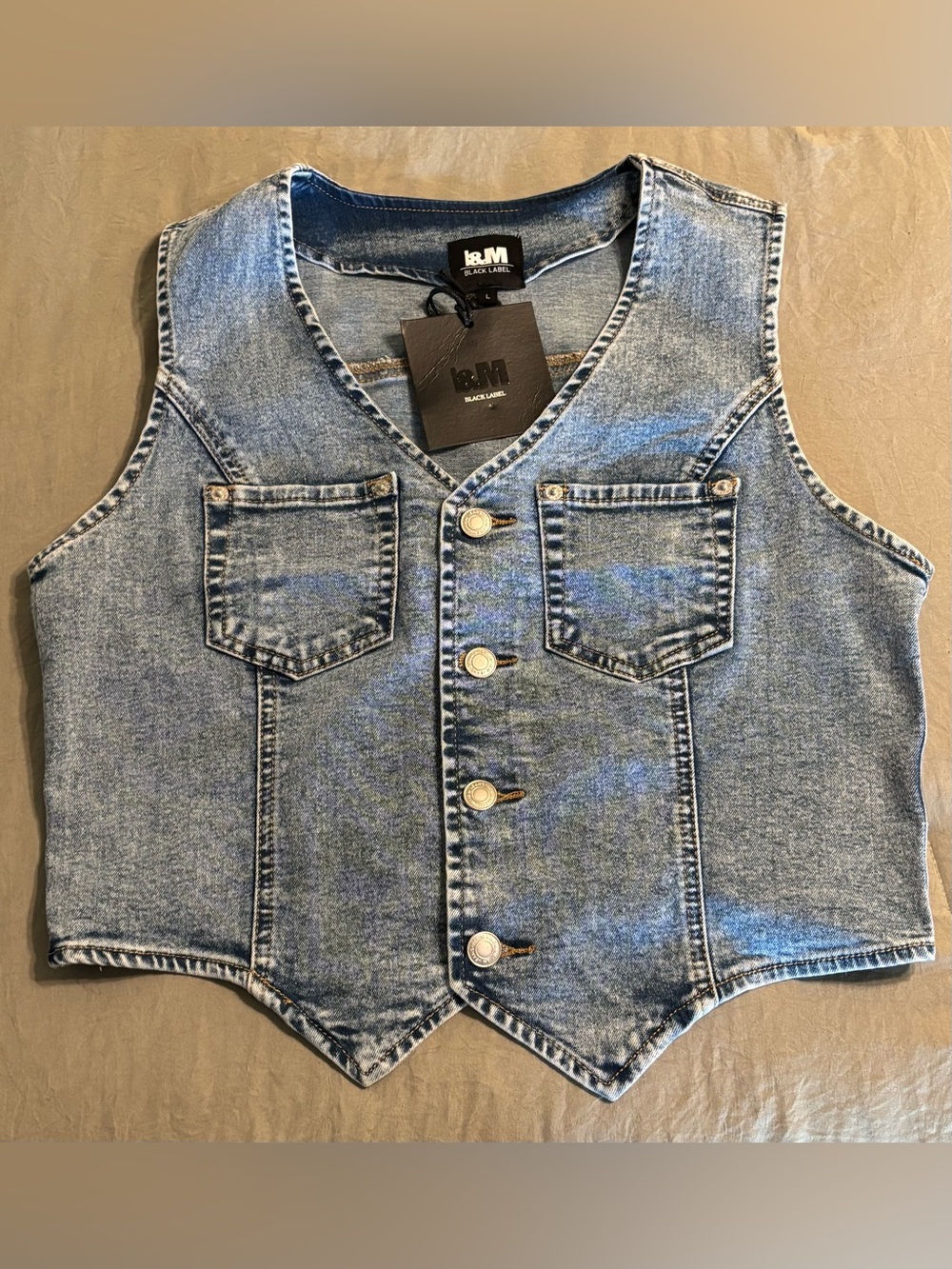 Black Label Denim Vest in Light Blue Wash
